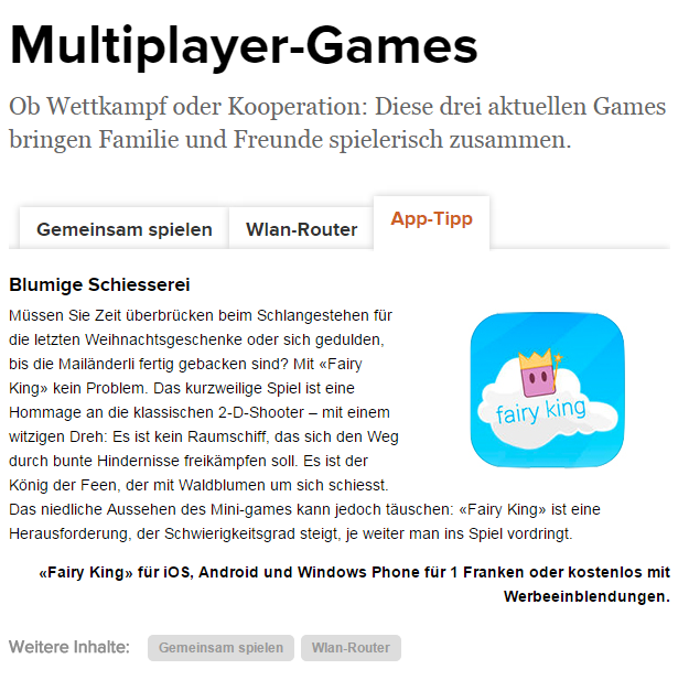 Fairy King in Coop-Zeitung